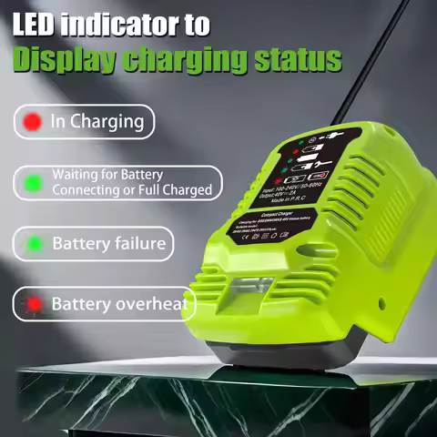 Power Tool Accessories 100-240V Smart Charge Lithium Battery Mini Fast Charger for Greenworks 40V Li