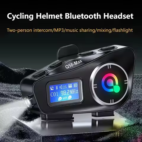 Q58MAX Helmet Bluetooth Earphones TF Card MP3 Mixing Music Sharing FM Waterproof Intercom Helmet Ear