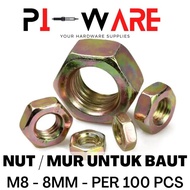 Per Pack Contains 100 Pcs Hex Nuts for M8 8mm 8 mm Bolts M8 Bolt M8 Nut