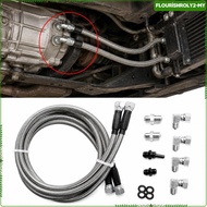 [Flourish] Extended Length Braided Transmission Fluid Oil Cooler Hose Complete Kit for Chevrolet TH4