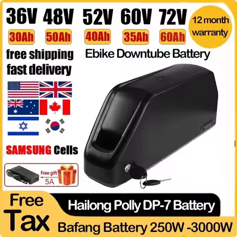 Hailong Polly DP7 E-Bike Downtube 48V 52 36 60 72V 20 25ah 35 40 50Ah 60Ah 30Ah 21700 Lithium Batter