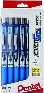 Pentel® EnerGel™ RTX Retractable Liquid Gel Pens, Medium Point, 0.7 mm, 54% Recycled, Blue Barrel, Blue Ink, Pack Of 12 Pens