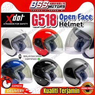 XDOT Helmet G518 Open Face Design Helmet Free Clear Visor SIRIM Topi Keledar Classic INDEX  LTD LASE