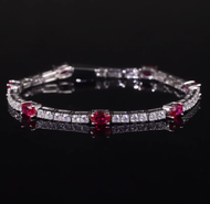 Lab Grown Ruby Tennis Bracelet 925 Sterling Silver Birthstone Bracelet Fancy Party Wear Bracelet Gif