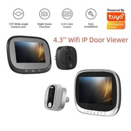 Smart Doorbell Camera 2.4GHz WiFi Peephole Camera 4.3-inch IPS Display Tuya APP Wireless Night PIR M