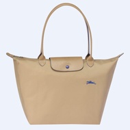 Genuine longchamp Le Pliage Club 70th anniversary embroidered horse long handle waterproof nylon Shoulder Bags large size Tote Bag L1899619841 Beige color