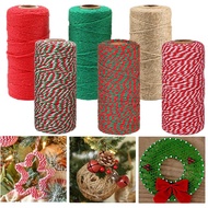 Doumeny 6 Rolls Christmas Cotton Twine 984 Feet Xmas Bakers Cotton String Rope Red Green White Gift 