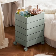 Locking Bedside Table KE3Cins Movable Storage Side Cabinet Rotating Snacks Under Table Drawer Side T