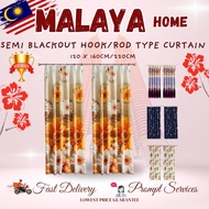 #BEST SELLER LANGSIR (120*220cm) Hook & Rod Type 2 Features in 1 Curtain / Semi Blackout Curtain / P