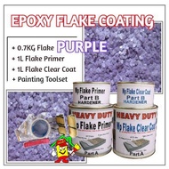 PURPLE FLAKE • Epoxy Flake Coating Set c/w Painting Toolset • Refurnishing Floor • No Hacking • Waterproofing