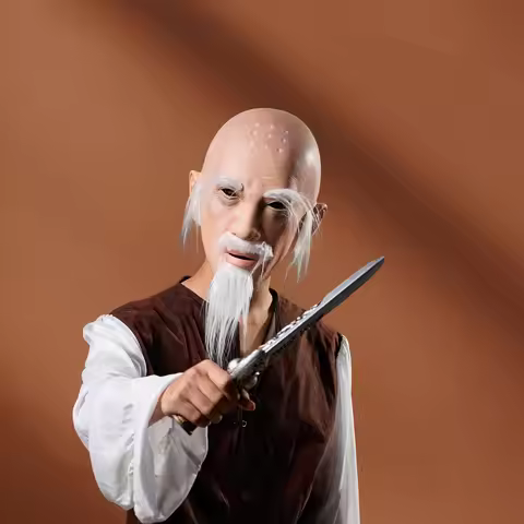 ONE PIECE White Bearded Monk Mask - Cosplay Headgear - Latex material, perfect for stage performance