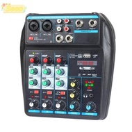 SEEO Audio Mixer, 4-Channel with 48V Phantom Power DJ Console Mixer,  Portable Monitor Karaoke Syste