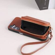 1pc Elegant Luxury Lanyard Zipper Card Holder Wallet Style PU Leather Phone Case Suitable For Samsun
