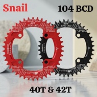 Snail Chainring 40T 42T Bcd 104 Narrow Wide Round Single Crank MTB Mountain Trail Bike Strong Durabl