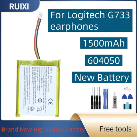 RUIXI 604050 3.7V 1500mAh Battery For Logitech G733 Wireless Headset Batteries+ Tools