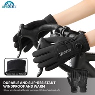 OPENMALL 1Pair Knob-style Windproof Cold-proof Cycling Gloves Anti-slip Touchscreen Fleece-lined Glo