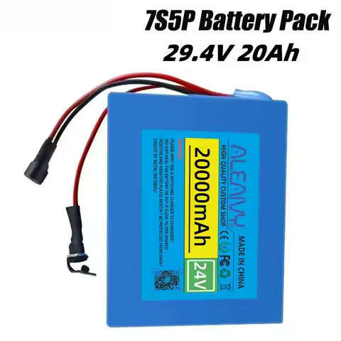 7S5P 18650 Lithium Battery Pack 24V 80Ah 15A BMS 500W 29.4V 20000mAh for Wheelchair Electric Vehicle
