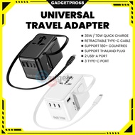 Pengecas GaN Universal Travel Adapter Power 35W / 70W Kabel Boleh Tarik 70cm Fast Charger Type-C