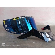 COD flat visor Iridium Blue KYT r10+ Spoiler KYT R10 + stiker visor KYT r10