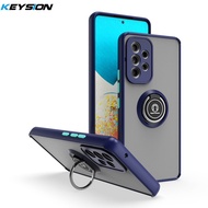 KEYSION Ốp Mờ Thời Trang Cho Samsung A52S 5G A72 A32 Ốp Lưng Điện Thoại Chống Sốc Có Giá Đỡ Nhẫn Tro