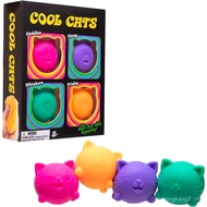 Cool Cats Squishy, 4 Pek Reka Bentuk Bola Gula, Alat Pelepas Keresahan untuk Permainan Sensori, Fidg