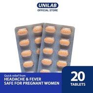 Unilab Biogesic 20 Tablets - 500mg Paracetamol for Quick Relief of Headache and Fever