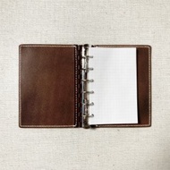 Pocket (迷你六孔) 手帳本，皮革鉸鏈，棕色