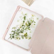 綠葉黃白花手工押花iPad殼 iPad Air 11寸13寸iPad Pro11寸13寸