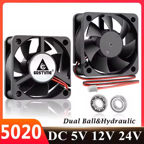 Gdstime 50MM 5020 Axial Fan DC 5V 12V 24V Ball/Sleeve Radiator 50x50x20MM 3D Printer Fan Mini Brushl