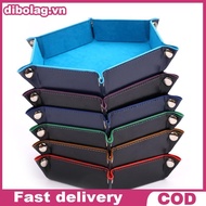 DIBO Foldable Dice Tray Box PU Leather Folding Hexagon Coin Square Tray Dice Game .