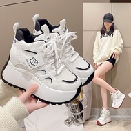 【现货24小时发】10cm内增高老爹鞋女2025春季小个子厚底小白鞋松糕休闲阿甘鞋10cm inner heightening father shoes female 202520251011
