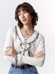 [Pomelo] เสื้อคาร์ดิแกนดีเทลโบว์ผูกระบาย / Bow Tie Ruffled Cardigan