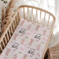 Cute Golf Bear Balls Cart Club Pink Baby Crib Sheet for Boys & Girls 52x28x9 in Bears Bows Golfing B