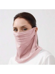 1件粉紅色冰絲速乾透氣頸巾戶外運動全面罩 進行騎行、機車、登山等戶外運動遮陽透氣口罩 適用於男女