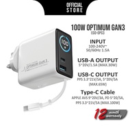 EGO 2026 New 100W OPTIMUM GaN3 Travel Charger, built in 65cm retractable cable, support max to 100w