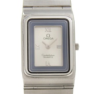 二手OMEGA星座女士手錶，不銹鋼，石英機芯，模擬顯示，銀色錶盤。