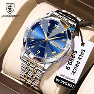 POEDAGAR Seiko watch for men luxury business waterproof luminous date week display stainless steel man watches
