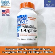 แอลอาร์จินิน Sustained Plus Immediate Release L-Arginine 500 mg 120 Bilayer Tablets - Doctor's Best อาร์จีนีน แอล-อาร์จีนีน
