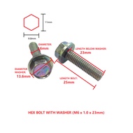 [READY STOCK] HEX BOLT WITH WASHER (M6 x 1.0 x 23mm)