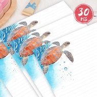 30 sheets of B5 summer ocean-themed lined writing paper, glue-free, ideal for notebooks, memos, and 
