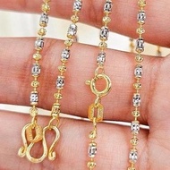 ค4 สร้อยคอถังโอ๊ค/Short ball 2mm.เงินแท้ 92.5% Italy ชุบ 2กษัตริย์ (WG+G)