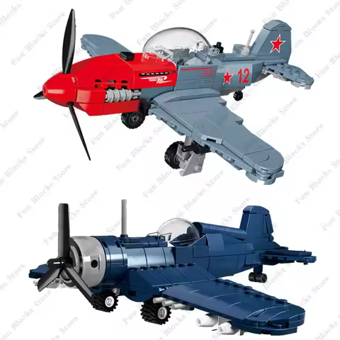 WW2 Pacific Storm Weapon F4U Corsair Fighter Building Blocks Air Force Model Bricks Yak-3 Plane Sold