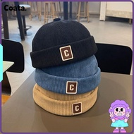 COATA Brimless Hat, Corduroy Solid Color Kids Docker Cap, Adjustable Design Warm Fabric C Letter Hip