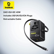 【Retractable Cable】Baseus PicoGo AG11 45W 2AC+2U+2C Universal Travel Adapter Cosmic Black Fast Charg