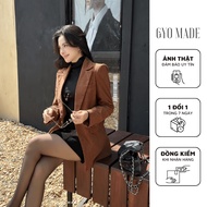 GYOMADE high-quality 2-layer velvet women's blazer with shoulder pads, loose, luxurious and comforta