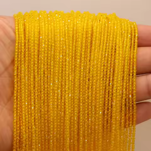 Round Beads Section 2mm Natural Semi-Precious Stone Spinel Yellow Loose Bead for Women Jewelry Makin