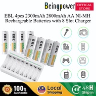 EBL 4pcs AA 2300mAh 2800mAh Ni-MH Battery Rechargeable Batteries With AA AAA 8 slot Charger For Radi