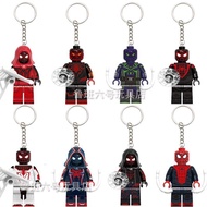 Compatible with Lego Spiderman Keychain Miles Keychain Pendant Assembling Building Block Schoolbag P