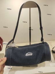 emis韓國小眾設計圓筒腋下包牛仔帆布單肩手提休閒運動包女