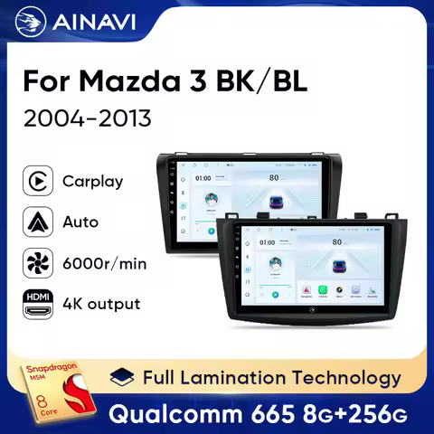 Ainavi Car Radio For Mazda 3 2004-2013 BK Series BL Series Wireless Carplay Android Auto Car Multime
